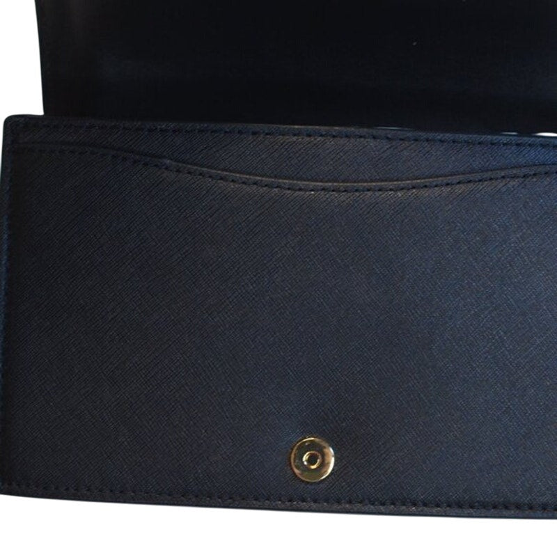 MICHAEL KORS Jet Set Leah Full Flap Chain Crossbody In Black Saffiano Leather