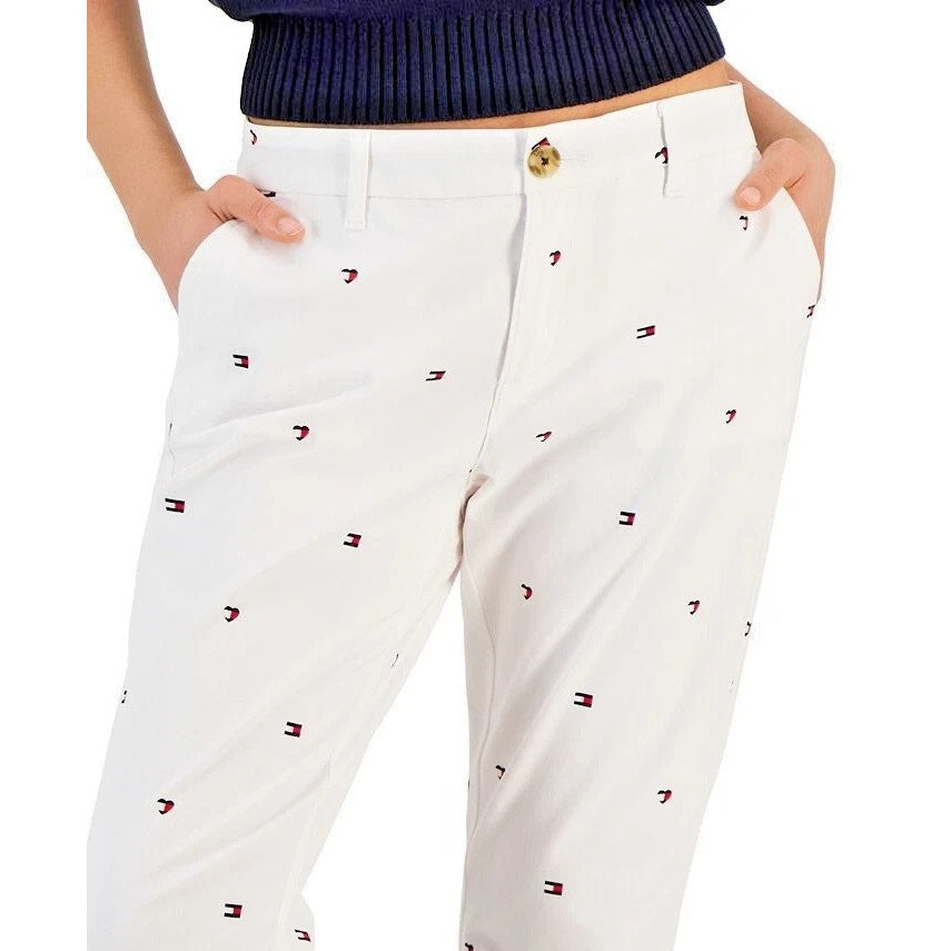 Tommy Hilfiger Women's Hampton Heart Flag Chino Pants in White