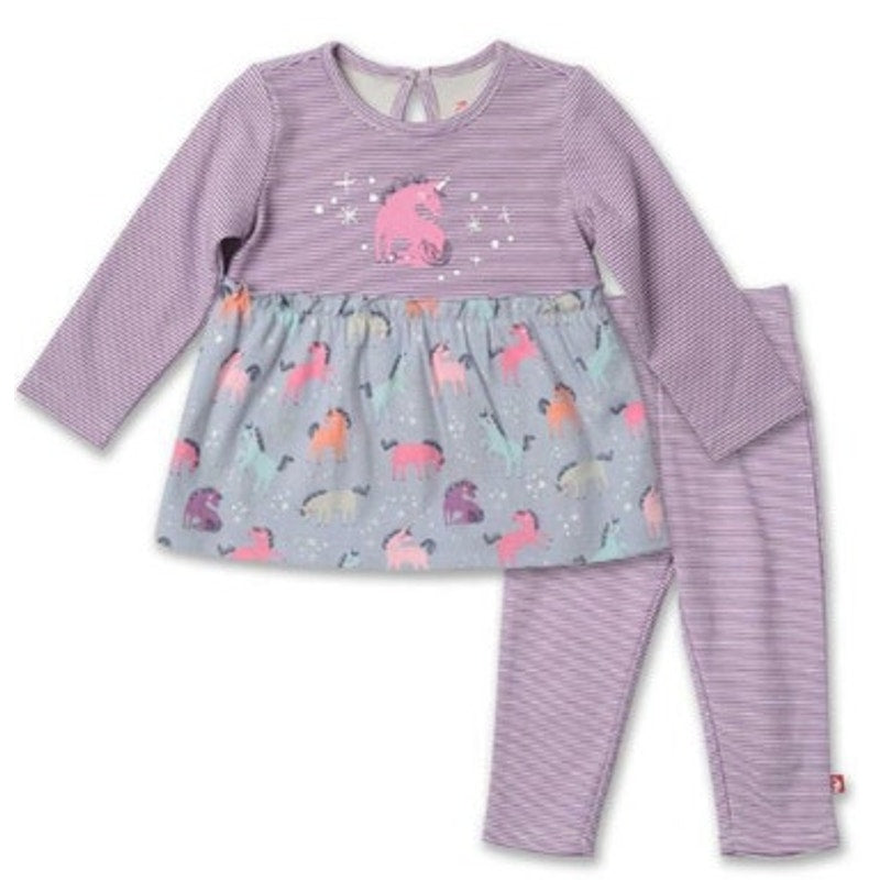 Zutano Purple Striped Unicorn Set, Shirt & Leggings