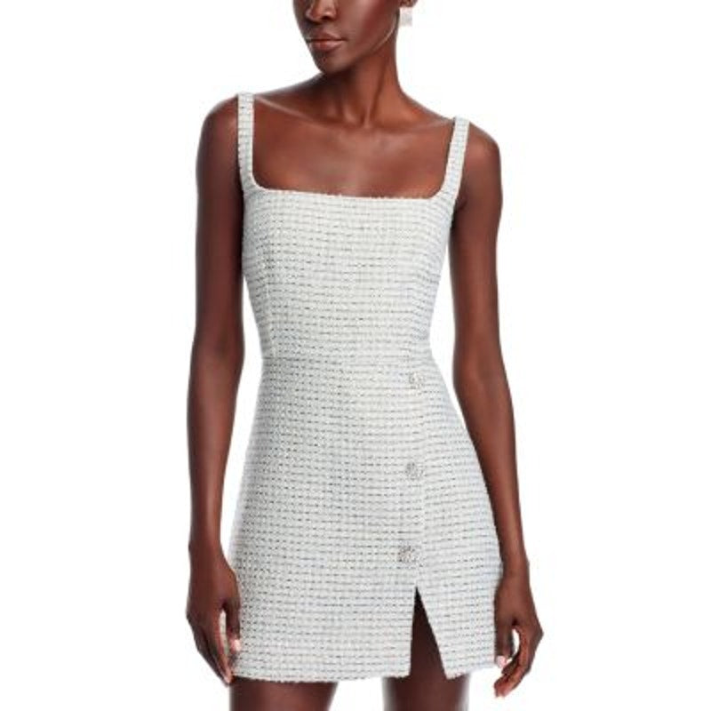 French Connection Women's Tweed Mini Dress in Light Blue Multi
