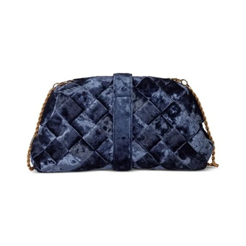 Sam Edelman "Brit" Frame Velvet Clutch in Jewel Blue
