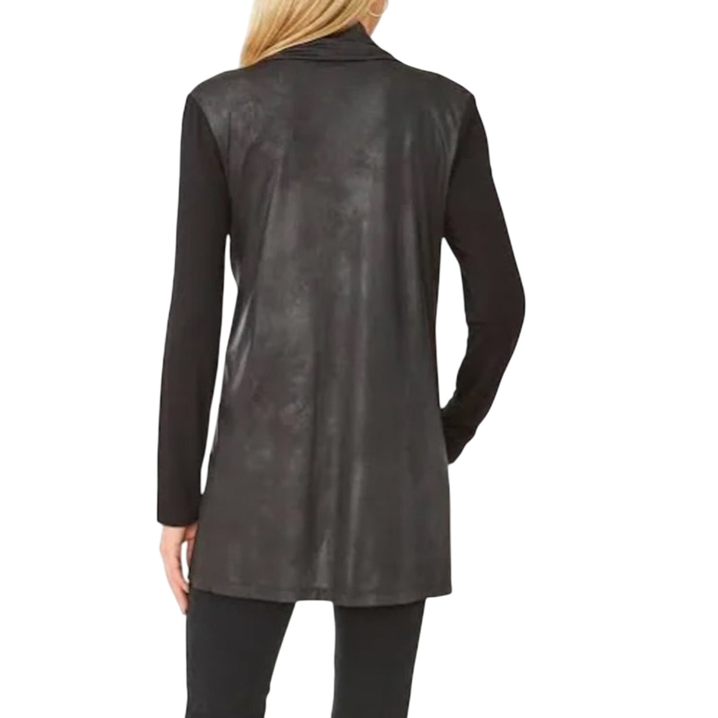 Vince Camuto Women's Black Pleather Cardigan, Size Extra Small, NWT