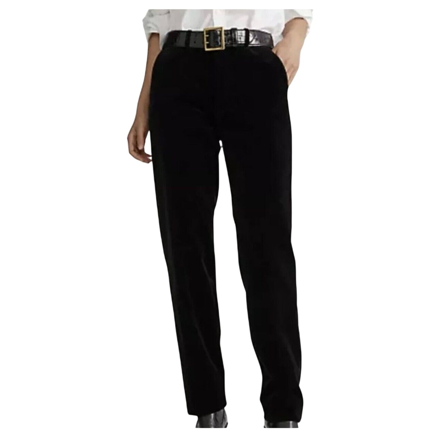 Ralph Lauren Black Velvet "Quartilla" Pants, Straight Leg, Size 2
