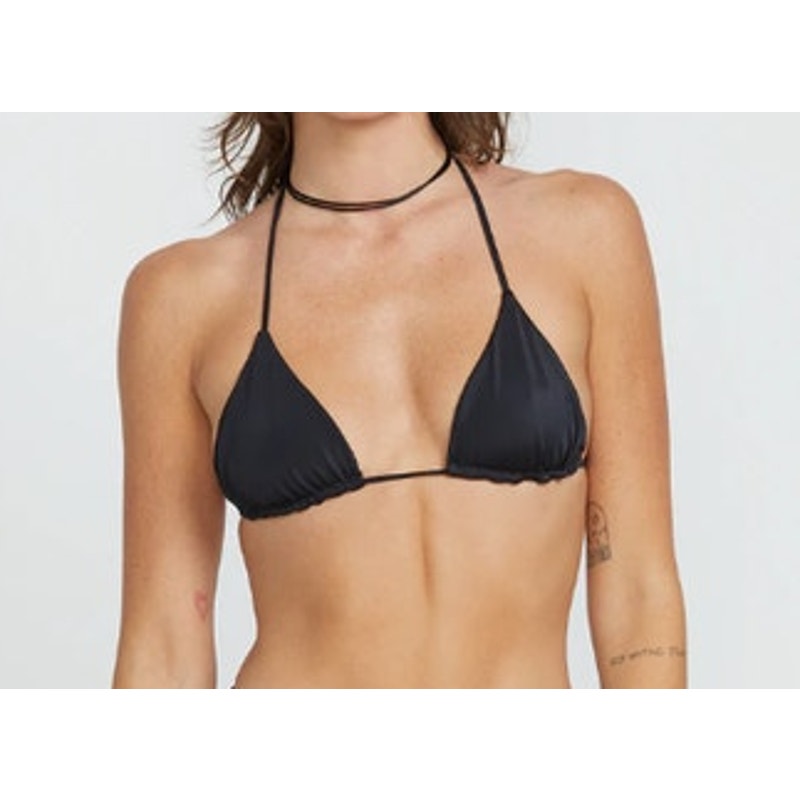 VOLCOM Women's Simply Seamless Skimpy Triangle Bikini Top in Black