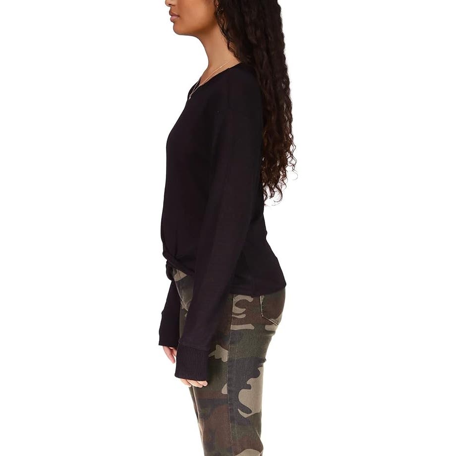 Sanctuary Knotted Knit Top In Black