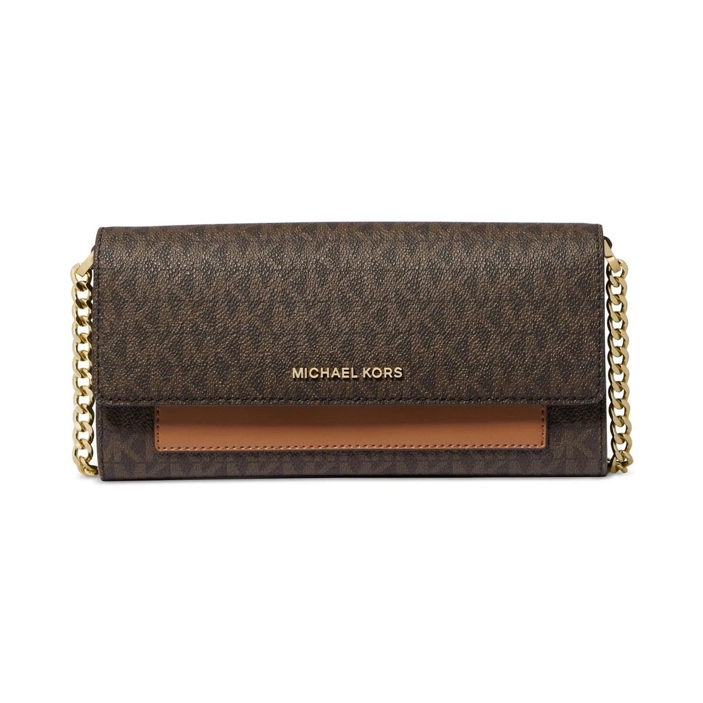 Michael Kors Women's Jet Set Wallet On A Chain in Signature Brown/Acorn BEA