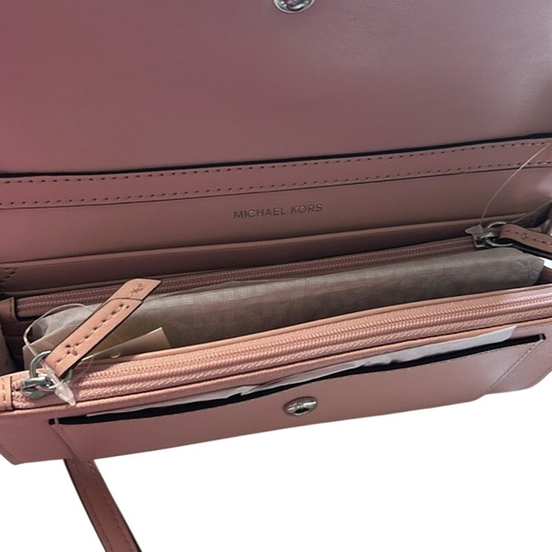 Michael Kors Jet Set Medium Saffiano Leather Convertible Wallet Chain Bag, Pink