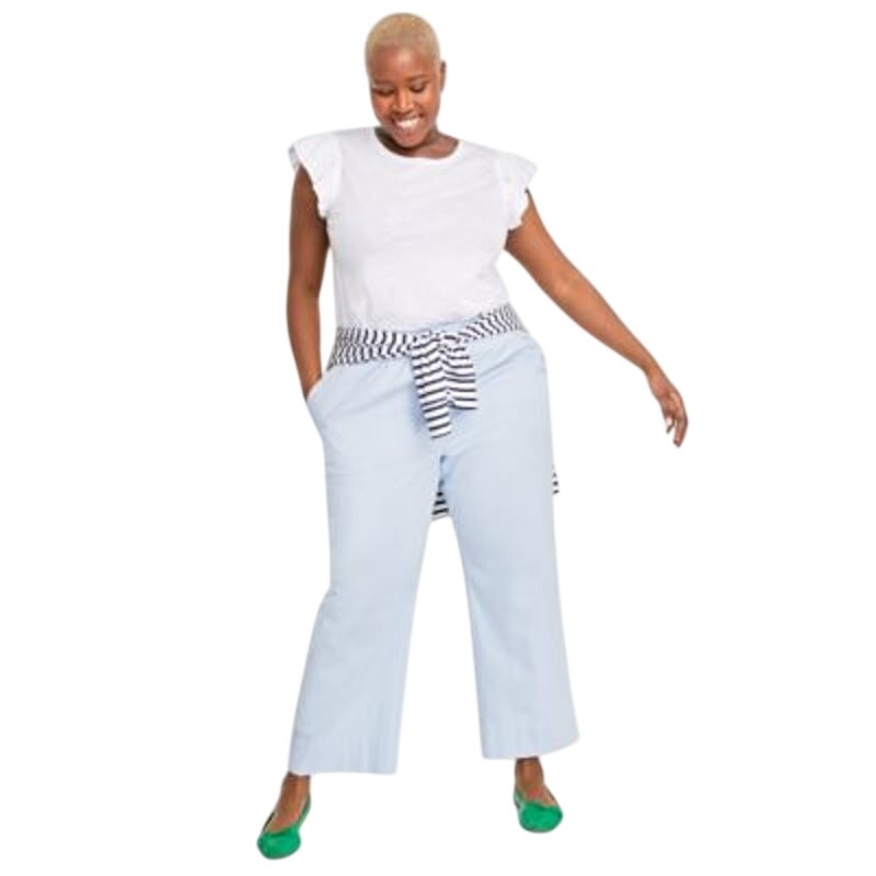On 34th Trendy Plus Size Flutter-Sleeve Top in Bright White
