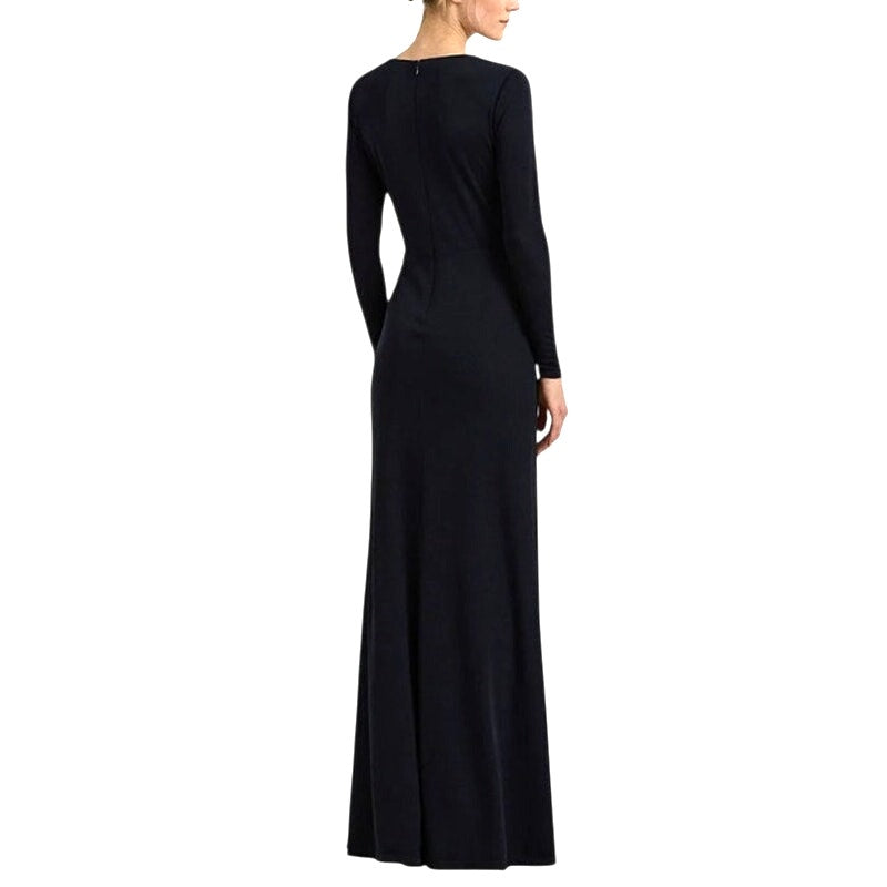 Ralph Lauren Women's Twisted Long-Sleeve Gown in Lighthouse Navy Blue
