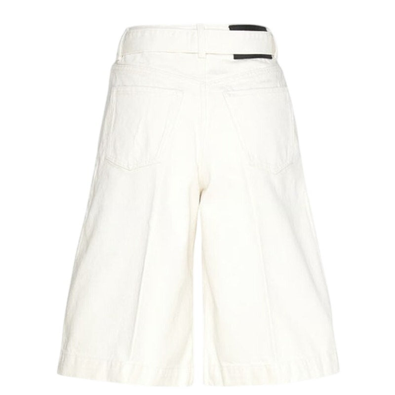 HUGO BOSS Women's Cotton High-Rise Belted Denim Shorts in Natural Tan
