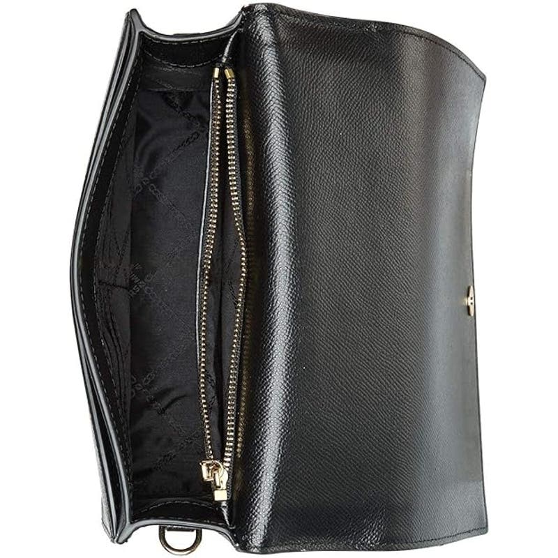 MICHAEL KORS Jet Set Full Flap Chain Crossbody In Black Saffiano Leather LEAH