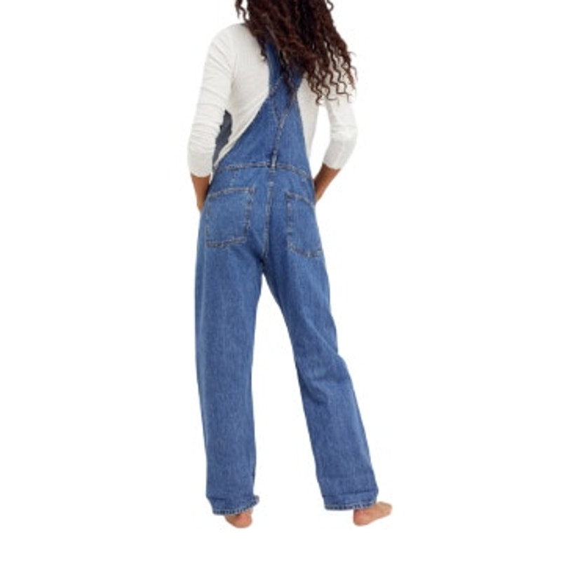 Free People We The Free Women's "Ziggy" Denim Overalls in Sapphire Blue, Size XL