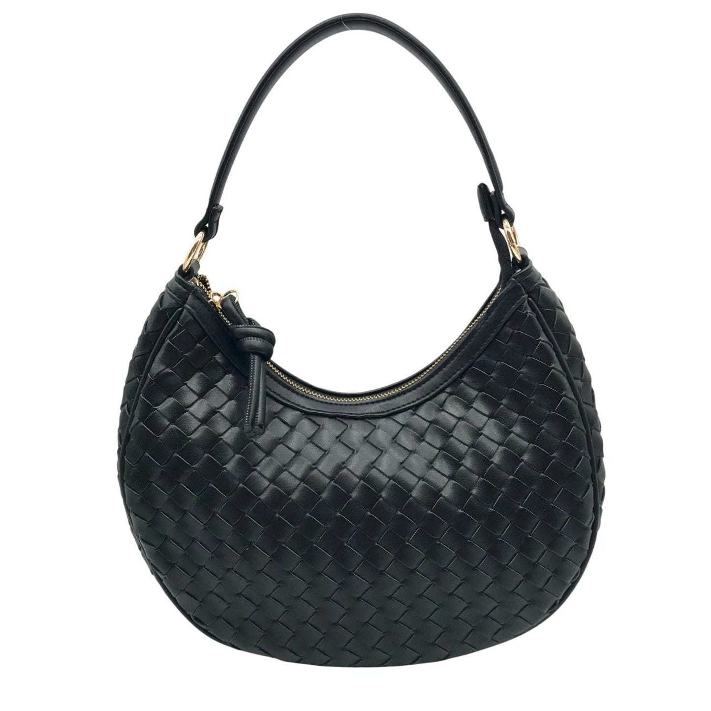 On 34th Woven Crossbody Hobo in Black