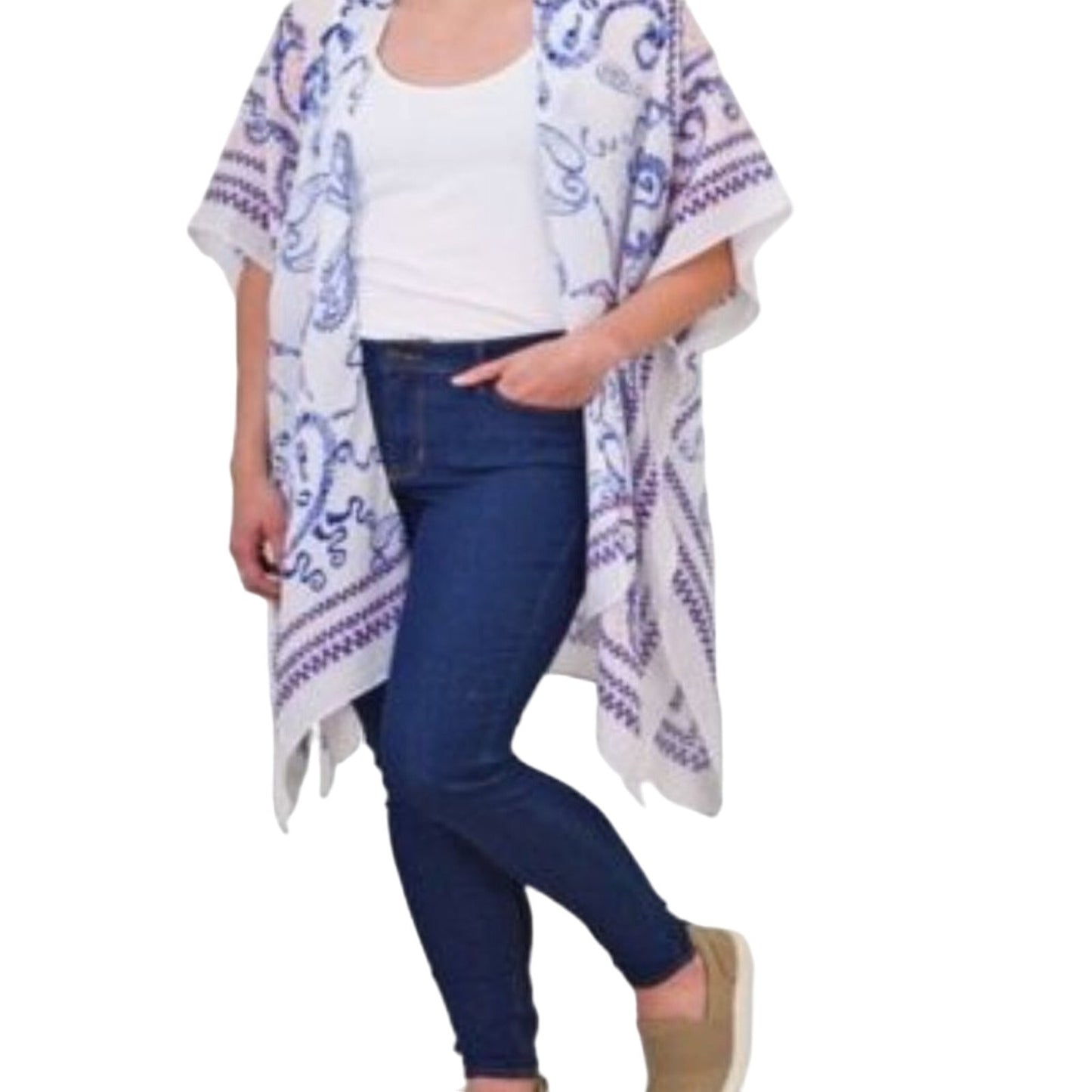 Save the Ocean Apparel Company Sheer Blue & Pink Kimono, One Size