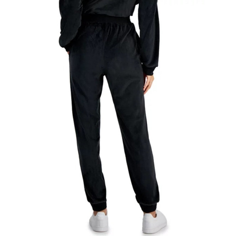 Grayson Threads: The Label Juniors High Rise Velour Joggers in Black