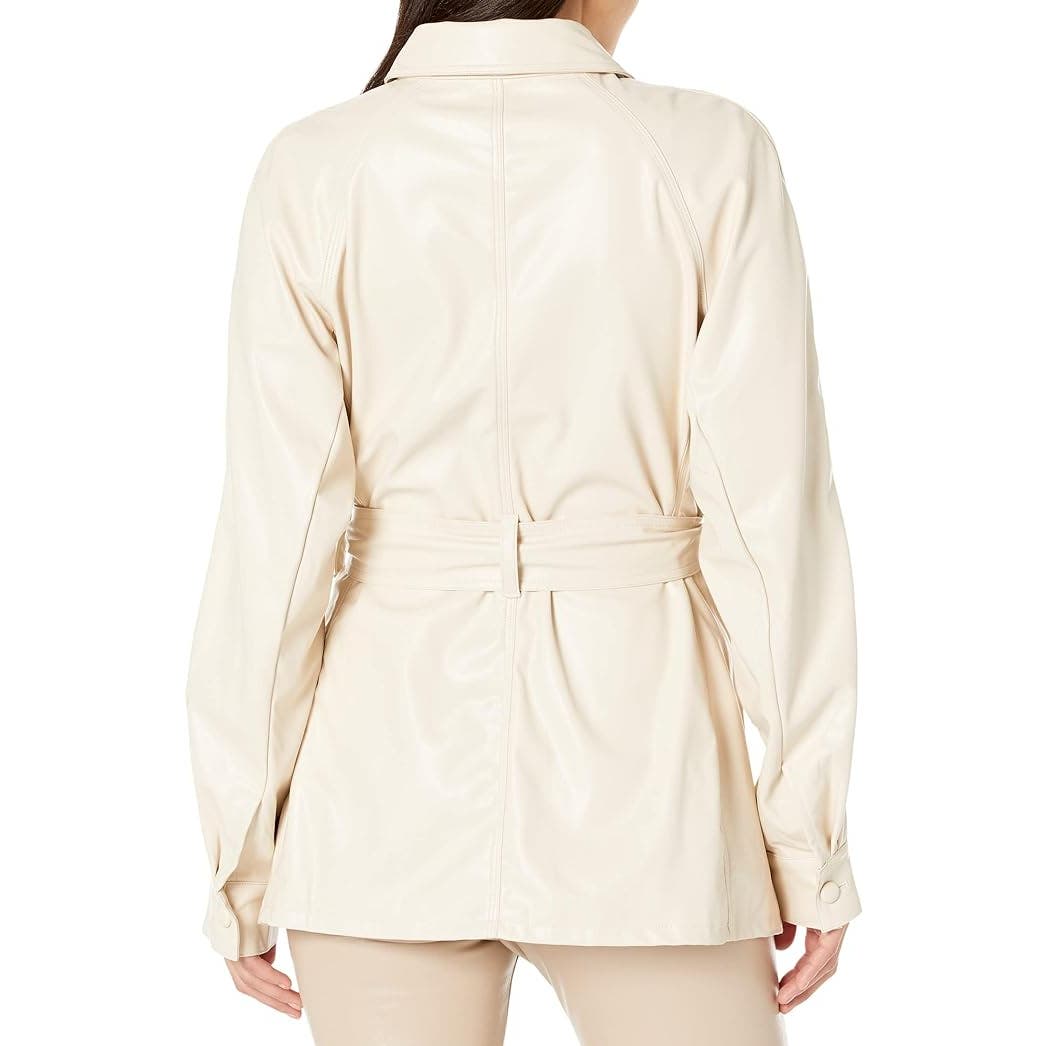 7 For All Mankind Faux Leather Cinch Balloon Jacket In Antique White