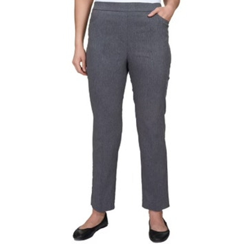 Alfred Dunner Petite Pull-On Straight-Leg Pants in Grey