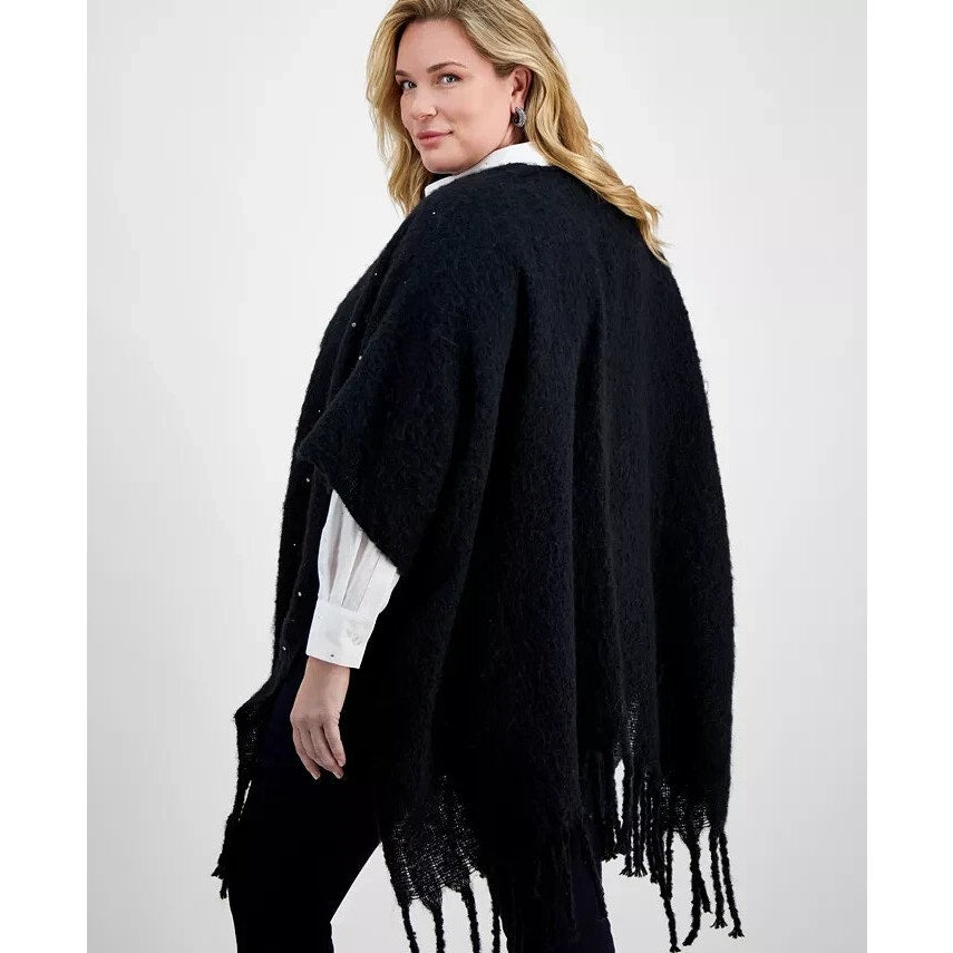 I.N.C. International Concepts Embellished Wrap Sweater Women's One Size Black