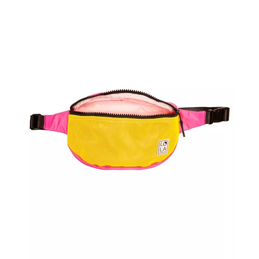 LOLA Women's Small Moonbeam Bum Bag In Neon Pink Yellow Multi