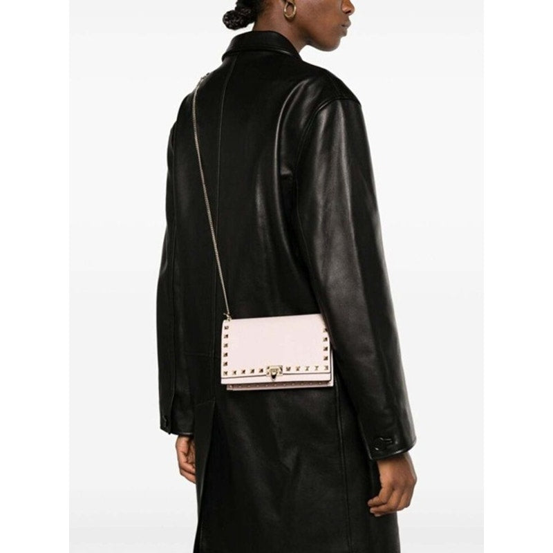 Valentino Rockstud Mini flap Bag In Beige