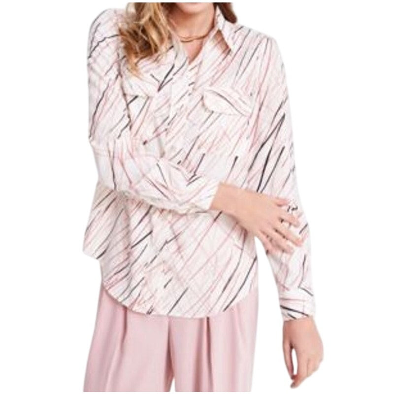 Bar III Women's Graphic Line Print Top in Bar White Multi
