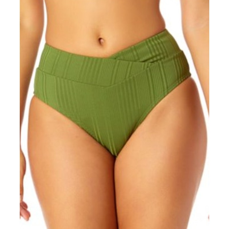 Salt & Cove Juniors' Ribbed V-Waist Bikini Bottoms In Olive