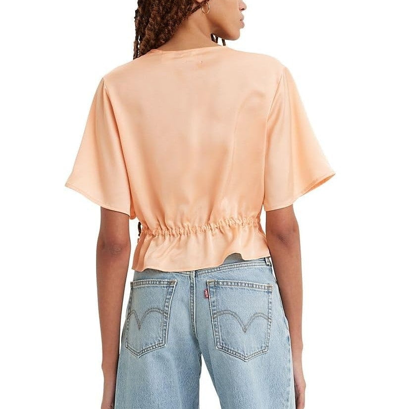 Levi's Women's "Lindy" Short Sleeve Blouse in Coral Cream