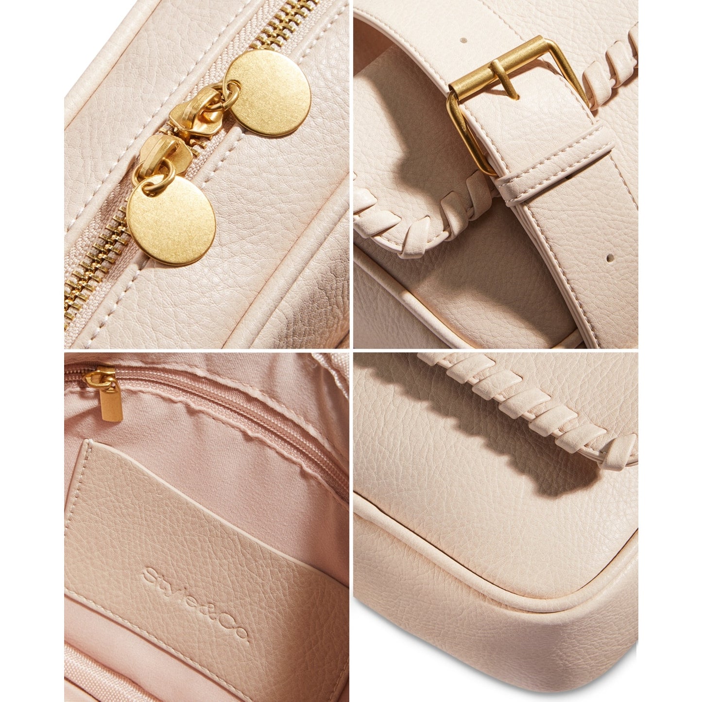 Style & Co. Women's Whipstitch Camera Crossbody Bag in Alabaster Tan