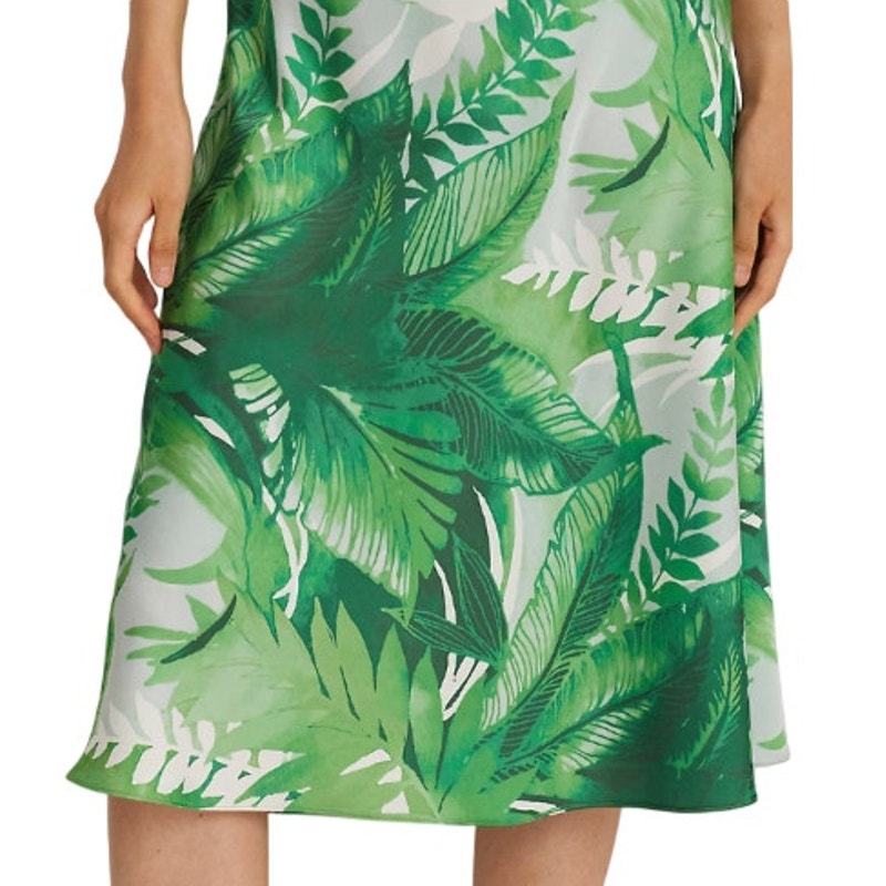 Lauren Ralph Lauren Women's Palm Frond Print Midi Skirt in Charm Green, Size 4