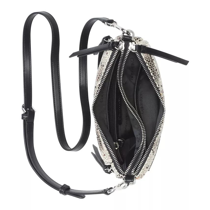 Calvin Klein "Jana" Novelty Convertible Crossbody & Belt Bag in Black & Ivory
