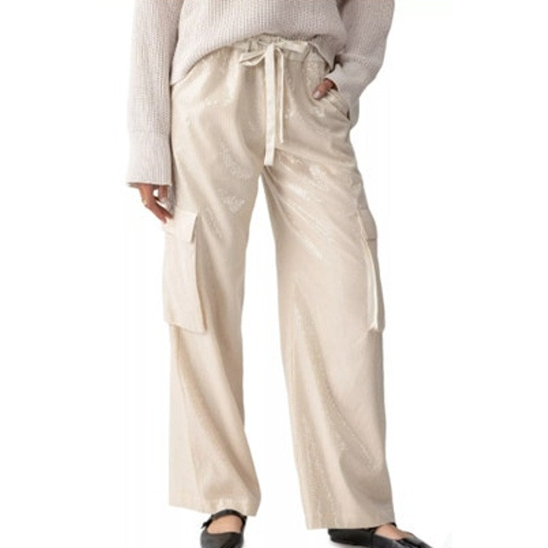 Sanctuary Women's Coastal Sequin Striped Wide Leg Cargo Pants, Size Small