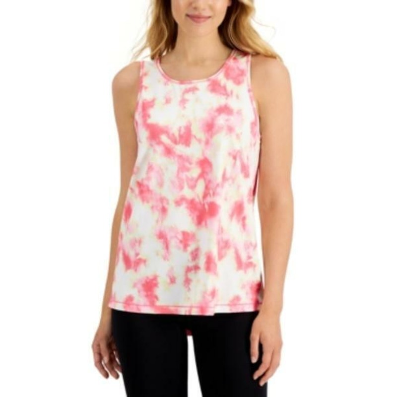 Ideology Pink & Yellow Tie Dye Tank Top w/ Mesh Details