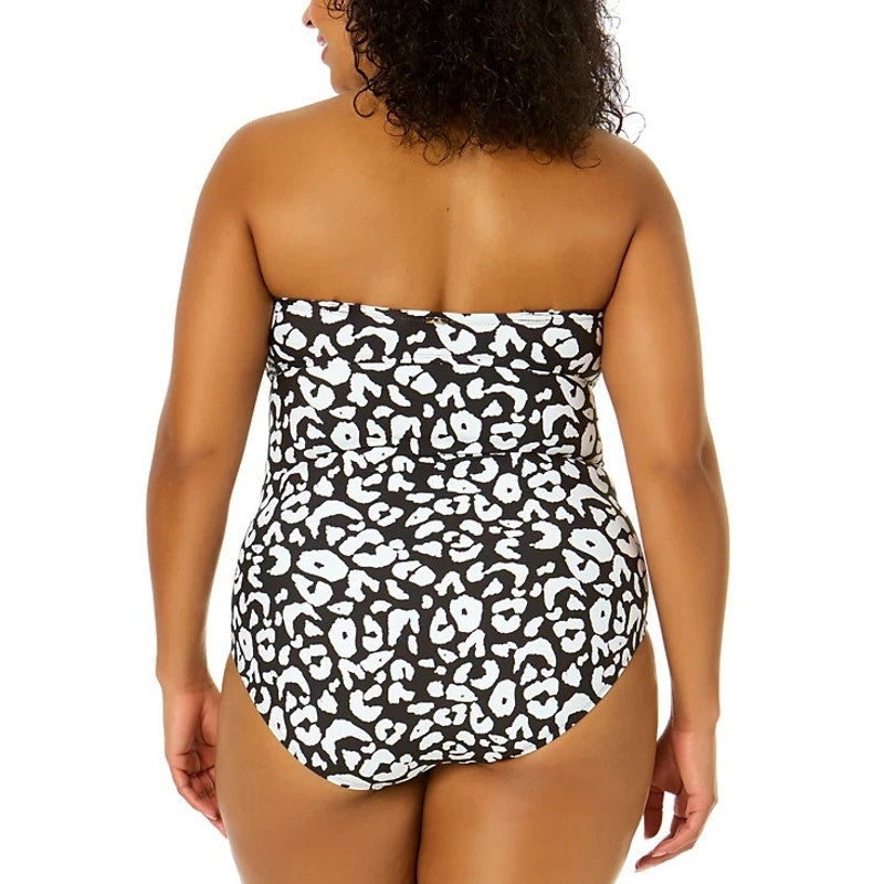 Anne Cole Plus Size Crossover Bandeau Ruched One Piece