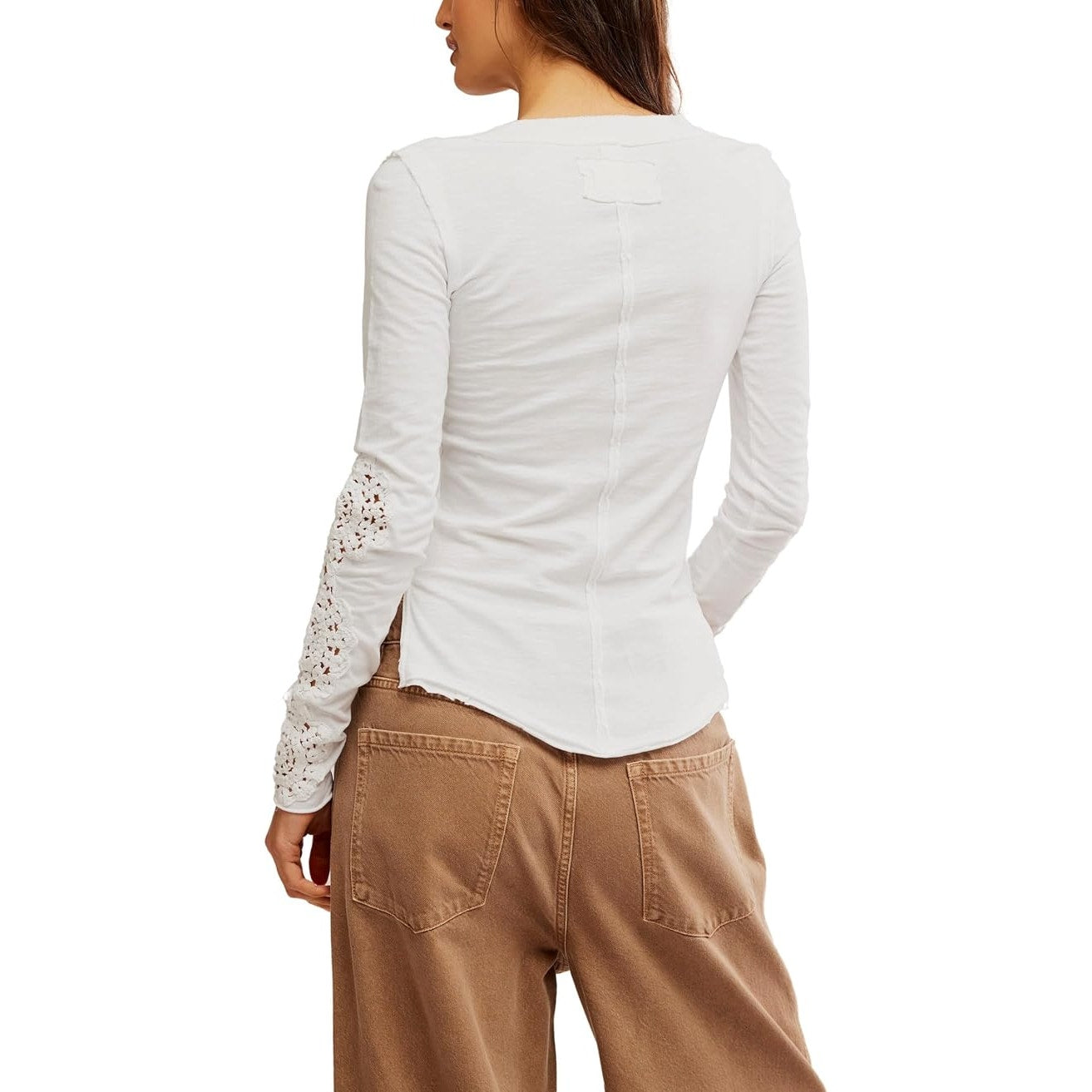 Free People Our Song Henley Lace Cuff in Ivory