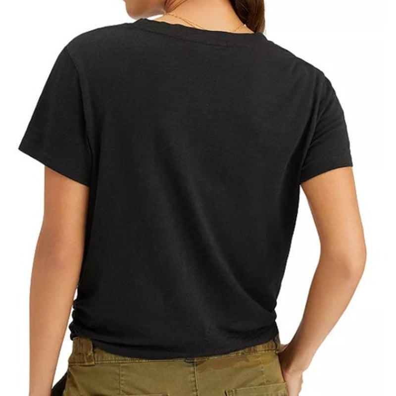 Sanctuary Women's Black "High Street" Twist Front Short Sleeve Top, Size Medium
