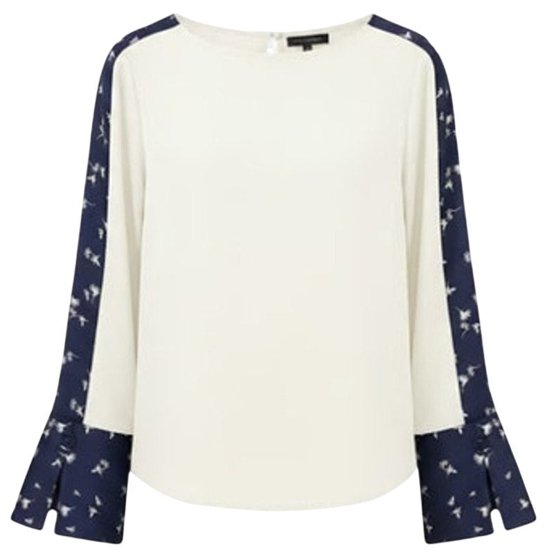 Vince Camuto Women's Contrast Sleeve Crewneck Top in New Ivory