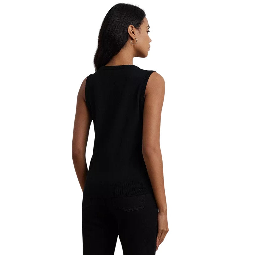 Lauren Ralph Lauren Women's Geo-Print Sleeveless Sweater in Green & Black