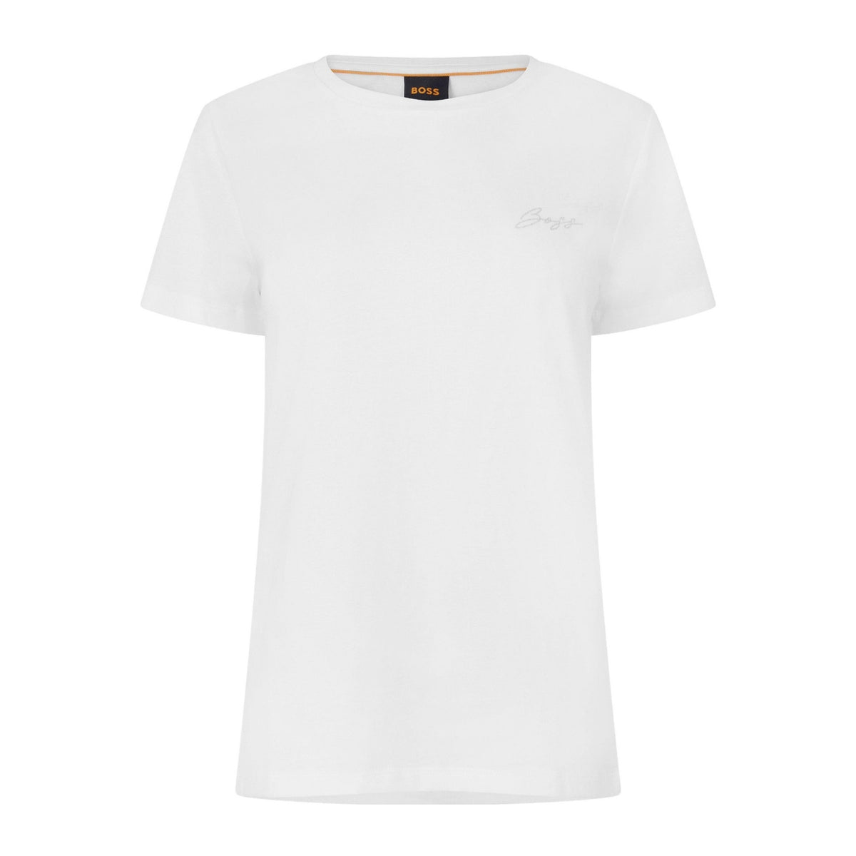 HUGO BOSS Orange Women's Script Logo T-Shirt in Natural White