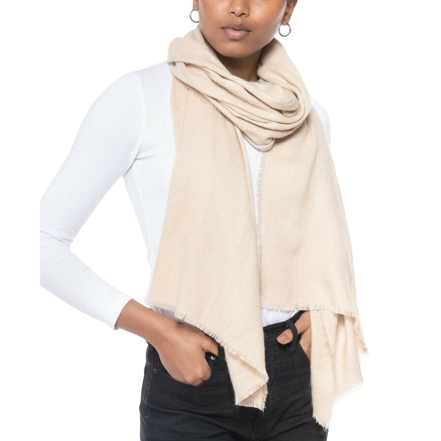 INC International Concepts Two-Tone Textured Shine Wrap Scarf Sand