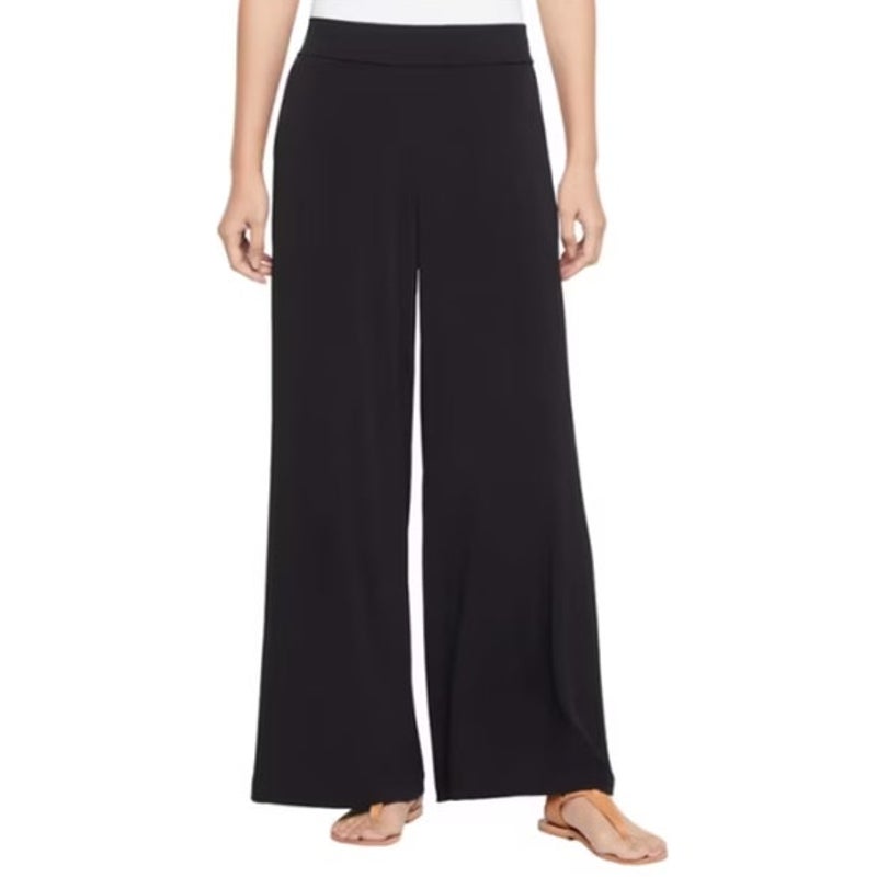 Three Dots Women's Bao High-Rise Wide-Leg Pants in Black Beauty