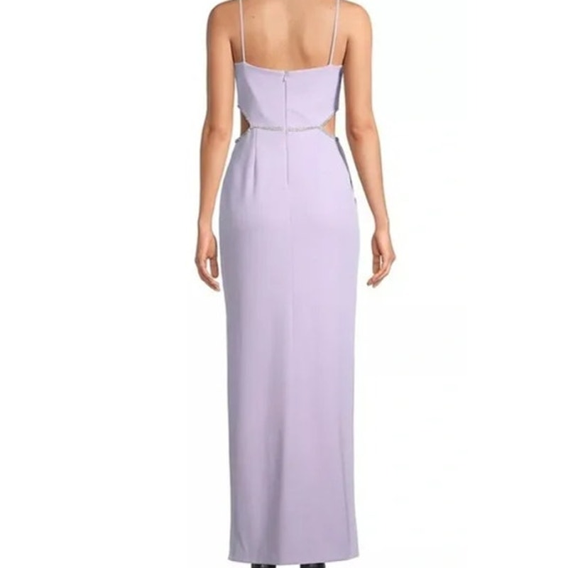 AQUA Ladies Lilac Purple Side Coutout Formal Dress, Rhinestone Trim, Size 4, NWT