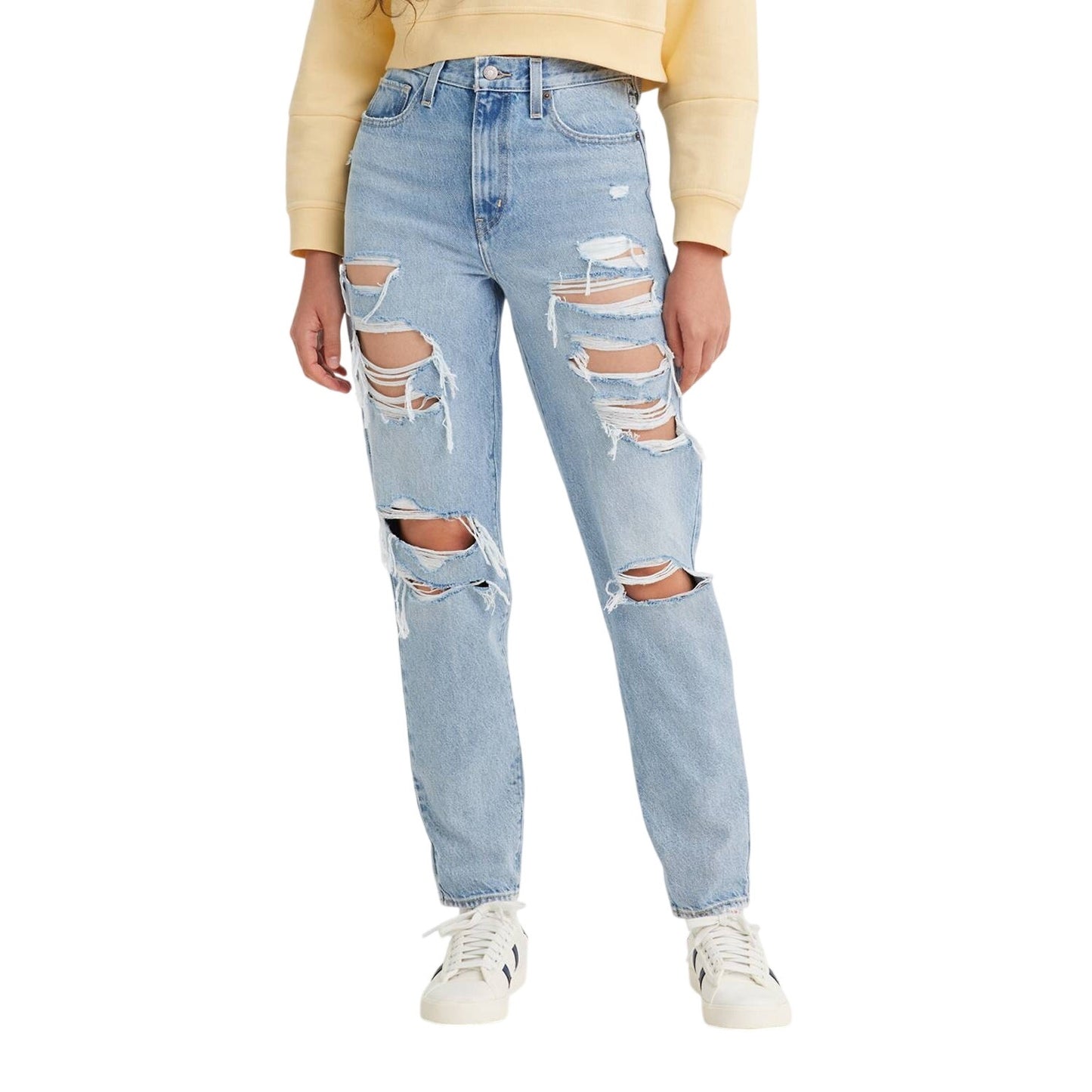 Levi's Women's Light Wash High Waisted Mom Jeans "By A Thread"