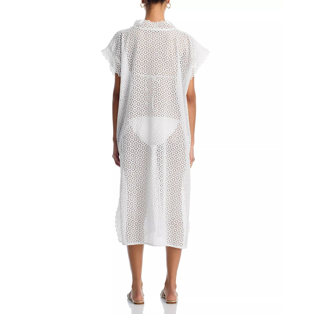 Echo Longline Eyelet Robe in White