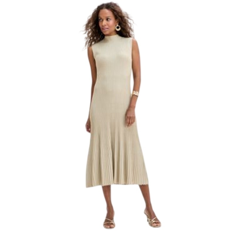 INC International Concepts Women's Cap-Sleeve Sweater Dress in Beige Gold