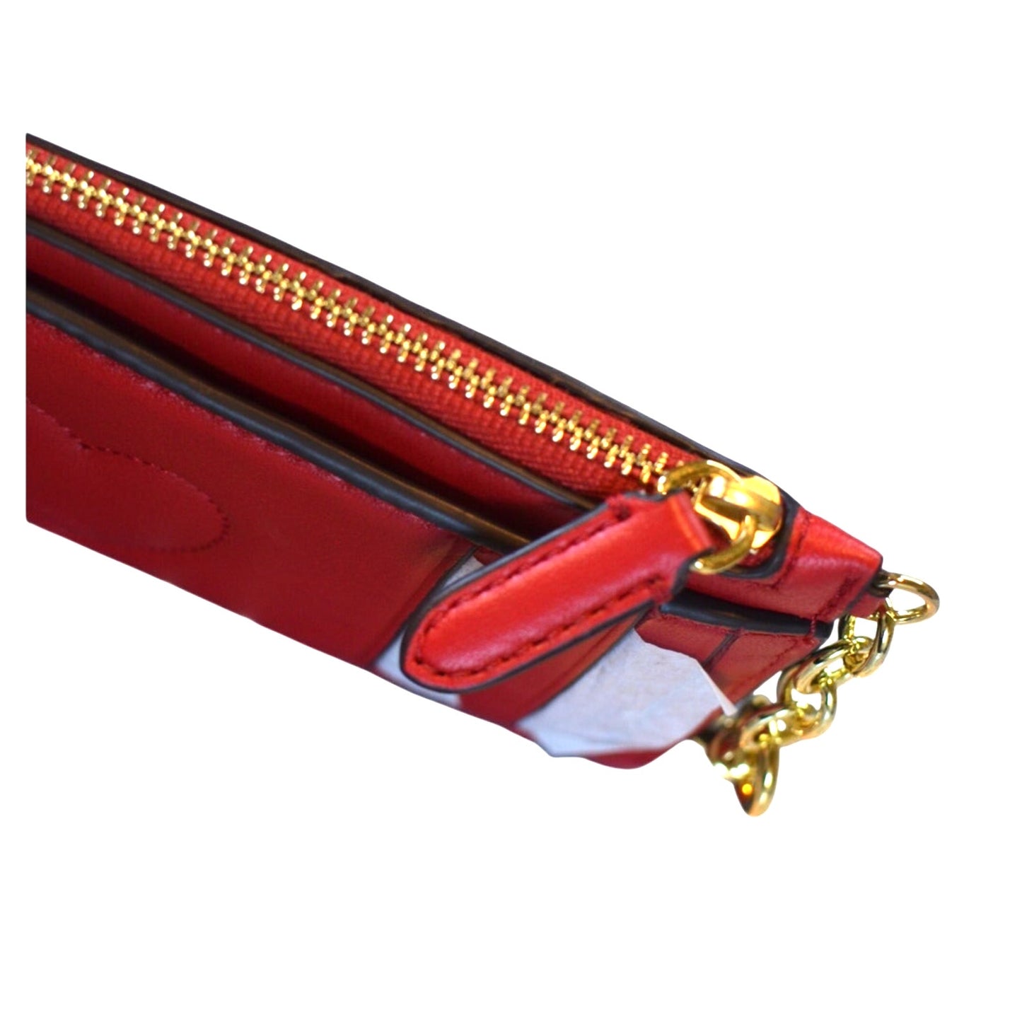 Ralph Lauren Quilted "Nappa" Leather Zip Card Case in Martin Red