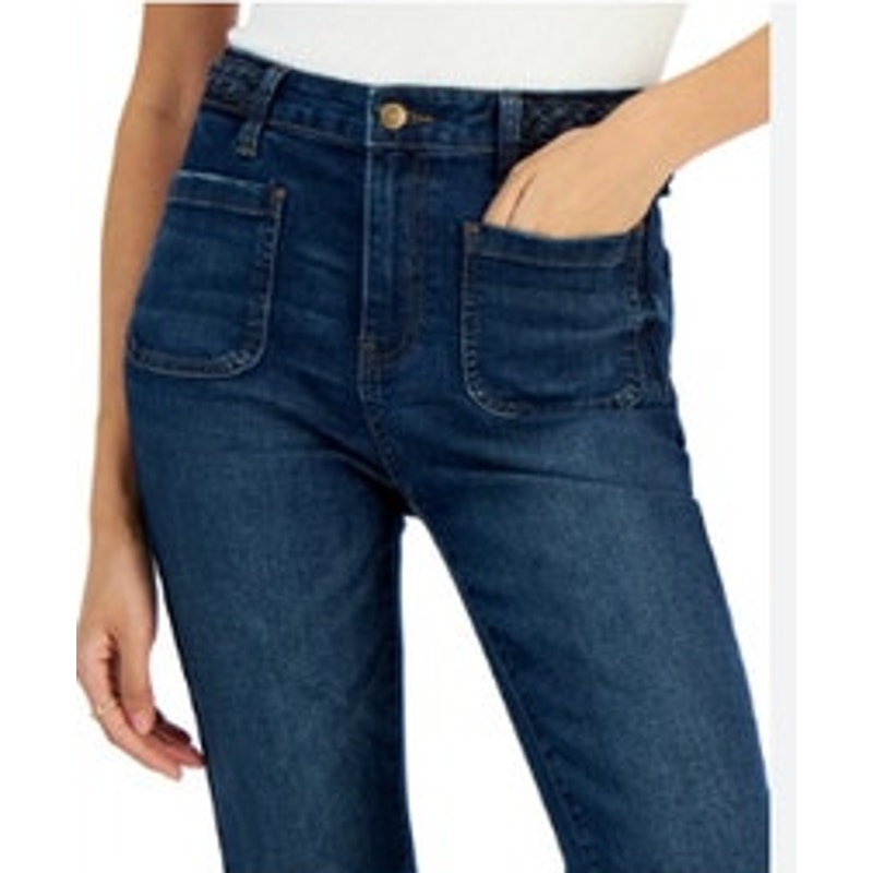 Celebrity Pink Juniors Braided Waist Patch Pocket Jeans in Gullible Blue