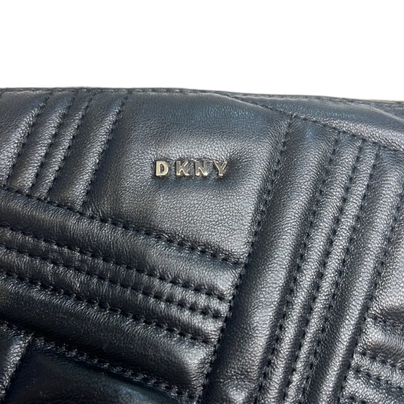 DKNY Quilted Black Leather Bucket Bag, Crossbody Strap, Gold Hardware