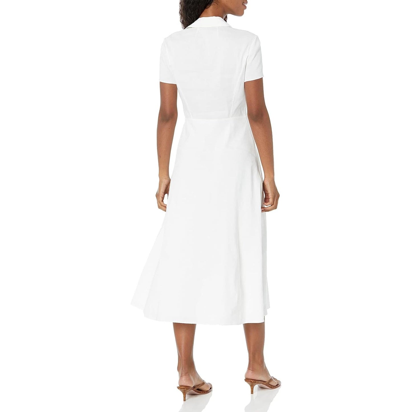 Theory Downing Cotton Short-Sleeve Midi Shirtdress
