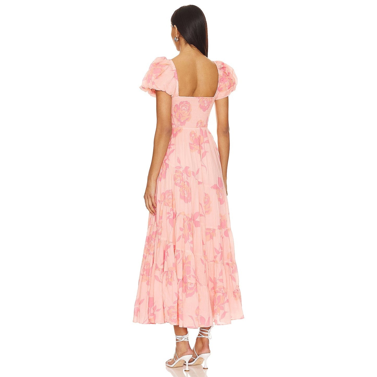 Free People Women's Short Sleeve Sundrenched Maxi Dress in Pink Combo, Medium