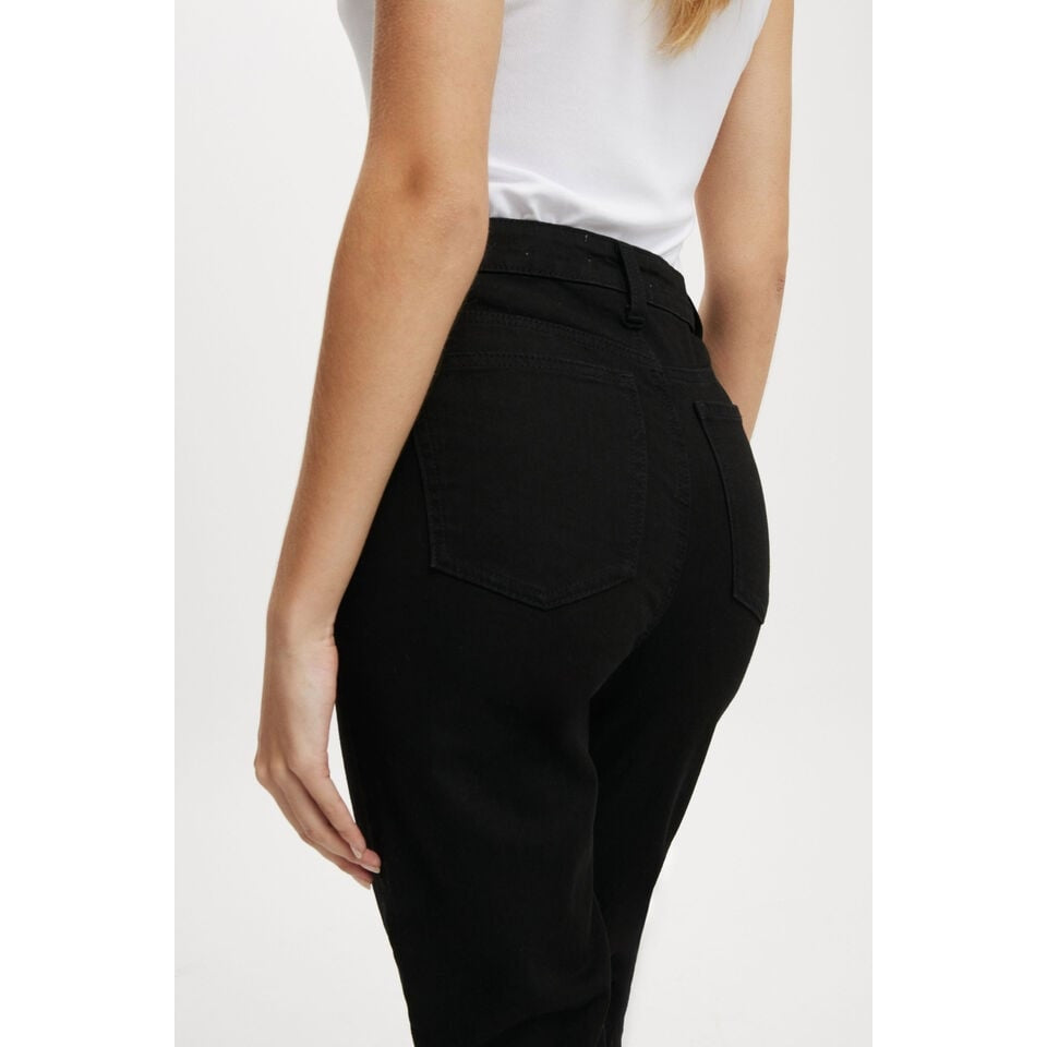 COTTON ON Juniors Stretch Mom Jeans in Black